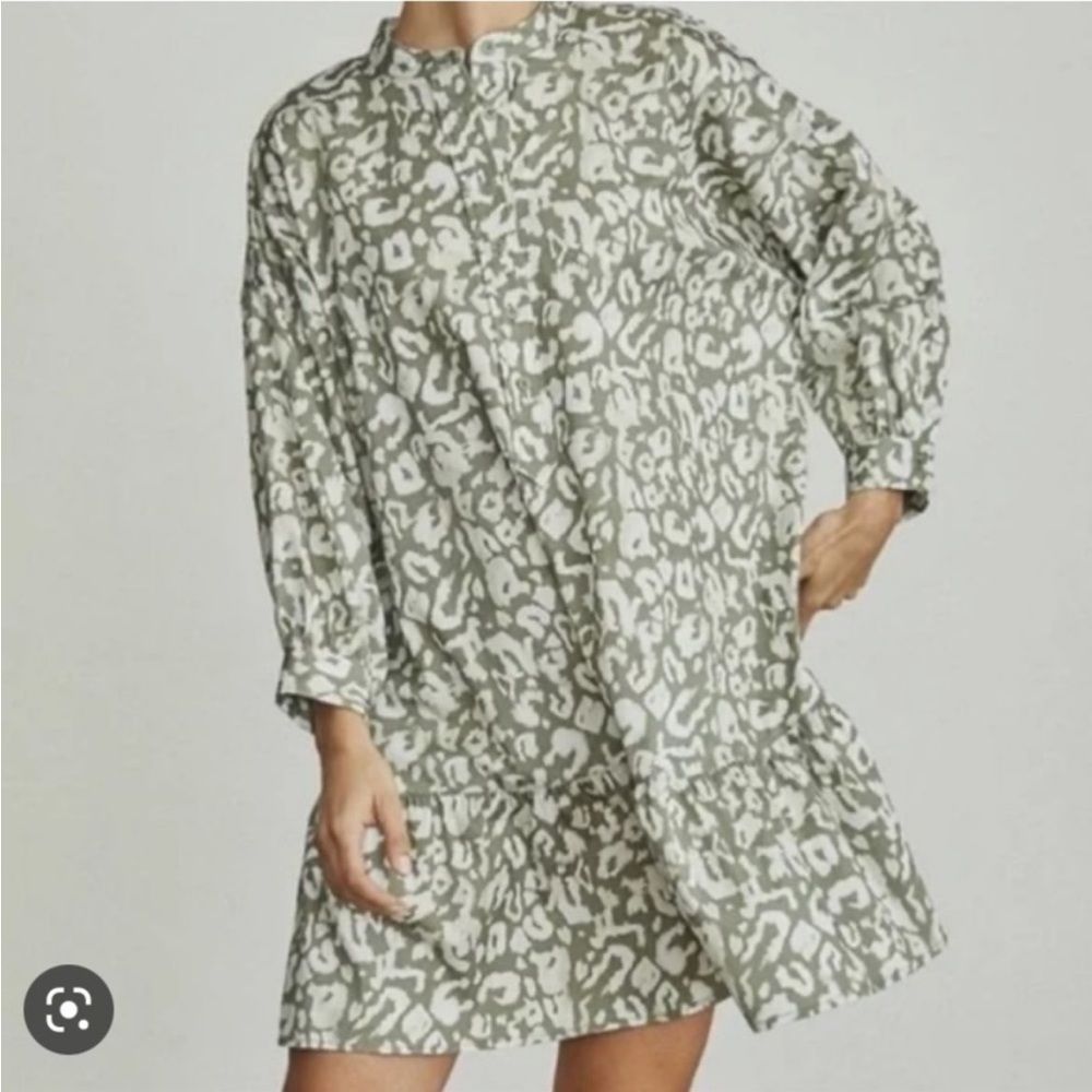 Elizabeth James Green White Swing Dress Size XL Cottagecore Prairie Preppy Chic
